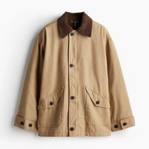 Ci Sono Tan Corduroy Brown Collar Barn Utility Chore Jacket with Puffer Padded